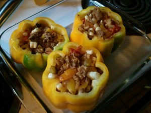 You can see the added corn & broken up "meat"balls added to the filling.