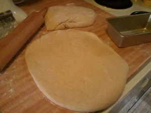 The dough is really soft, so it doesn't take but a few quick rolls to stretch it out.