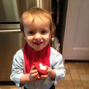 When Papa found me with this cupcake in my mouth, I didn't think twice. I said, "Greta did it!" (That's my dog.)