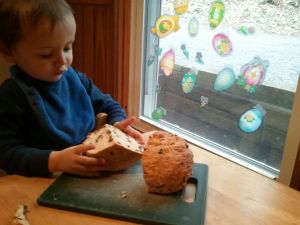 I like picking out the currants.