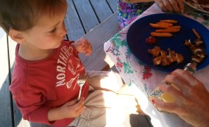 I'm about to dig in to my fish (but I'm waiting for my Auntie to put lemon juice on it). Sweet potato fries are waiting in the wings.
