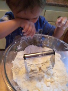 I was overzealous in cutting in the butter, and flour landed in my eye.