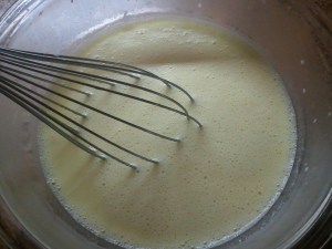 This is how the yolks look after just a little bit of tempering. See? No scrambled eggs.