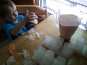 Mama gave me a big slice of melon to munch on while I figured out these popsicle molds--they're from when Mama was a kid!