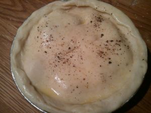 Don’t forget to egg-wash the top, cut steam vents in the dough, and sprinkle with salt and pepper. Mama says that’s the best part.