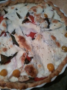 Papa ended up putting a few ground cherries in this tomato pie. I did all the work peeling them, though.