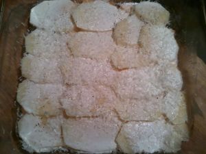 Little potatoes all nice in a row.