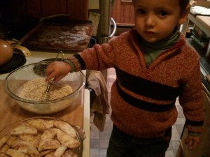 Get everything for the streusel good and blended.