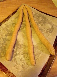 Pinch together the top of the braid. 