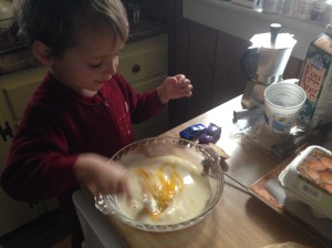 I insisted on mixing the egg and egg nog. 