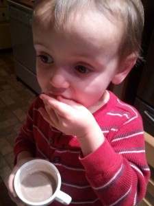 I'm snacking on marshmallows while sipping my "warm cocoa."