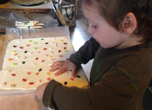 I tried to get at least 1 jelly bean per piece of bark.