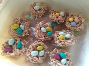 We used peanut butter M&Ms and malted eggs, but jelly beans would’ve worked too…if we had any left.