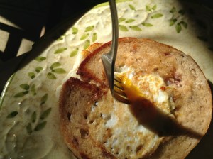 If you poke it just right, the egg will run all over the place, just like lava.