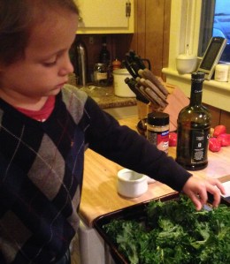 We used kosher salt on our kale, but feel free to use sea salt, if thats what you like. 