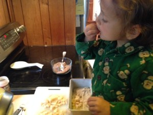 Good thing Mama diced a large apple.